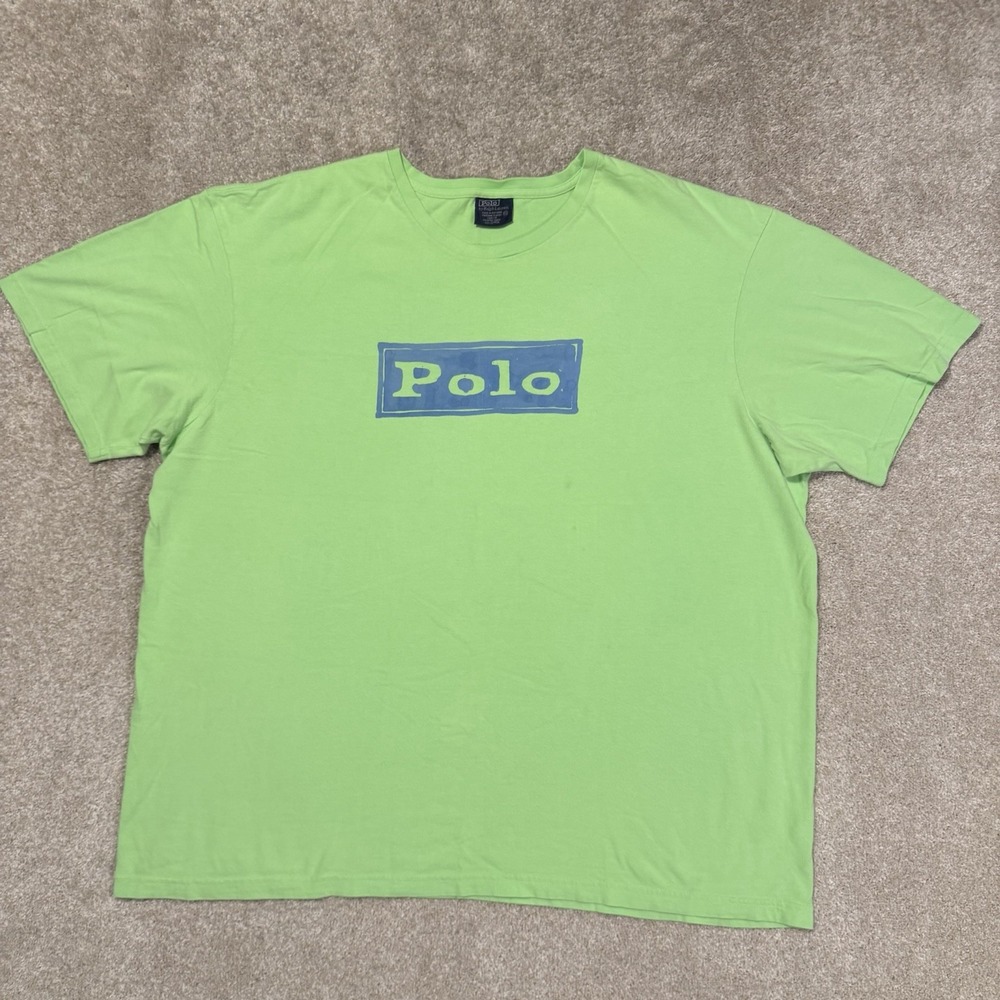 Vintage Polo Ralph Lauren Mens T Shirt XXL Spell Out Green Logo Streetwear